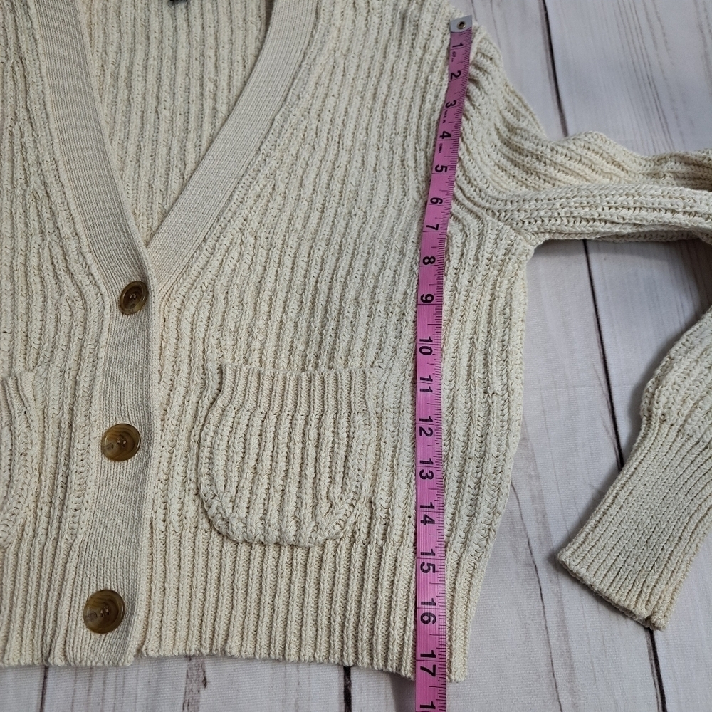 J. Crew Cream Ribbed Knit Button-Front Cardigan - Picture 4 of 7